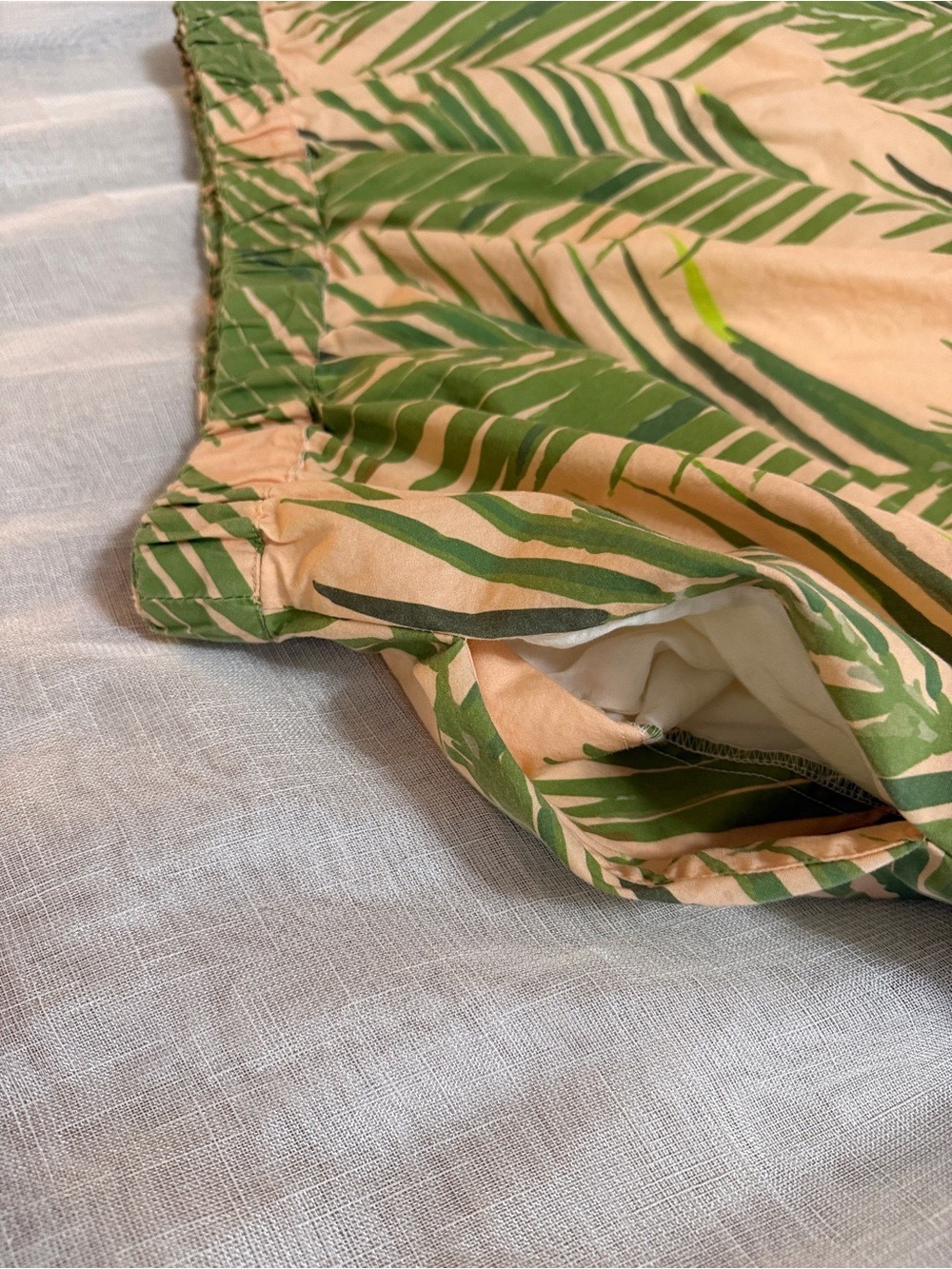 Katie Lime Palm Print Cotton Skirt - Made in USA - M - Picture 7 of 8